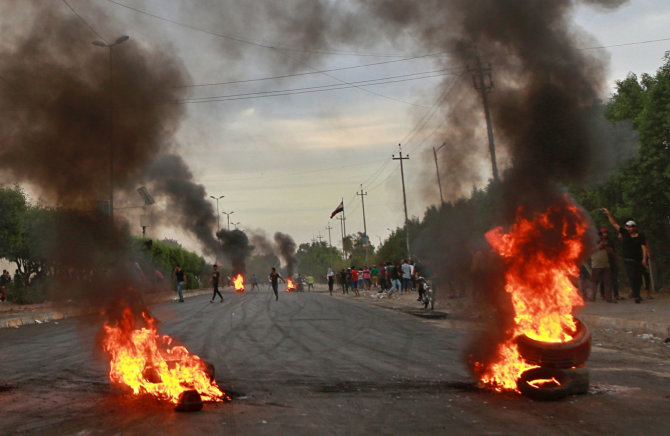 „Scanpix“/AP nuotr./Protestas Bagdade