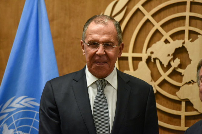 „Reuters“/„Scanpix“ nuotr./Sergejus Lavrovas Jungtinių Tautų Generalinėje Asamblėjoje