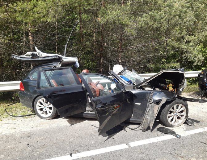 Policijos nuotr./Avarija Prienų rajone