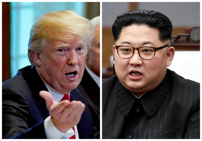 „Reuters“/„Scanpix“ nuotr./Donaldas Trumpas ir Kim Jong Unas