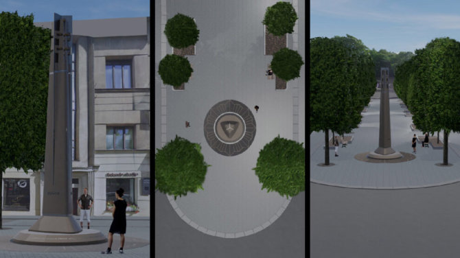 MB „Archplius“ vizualizacija/Kauno centre ketinama pastatyti policijai skirtą obeliską