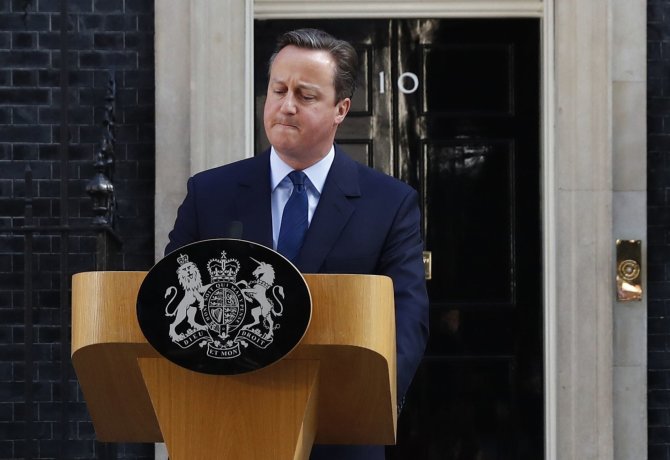 „Reuters“/„Scanpix“ nuotr./Davido Camerono pranešimas apie pasitraukimą