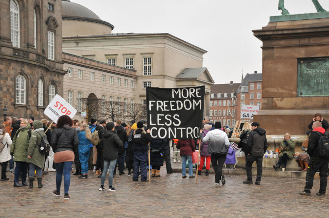 „Scanpix“ nuotr./Protestas prieš karantiną Kopenhagoje