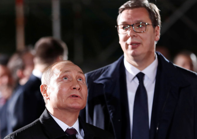 „Reuters“/„Scanpix“ nuotr./Vladimiras Putinas ir Aleksandras Vučičius