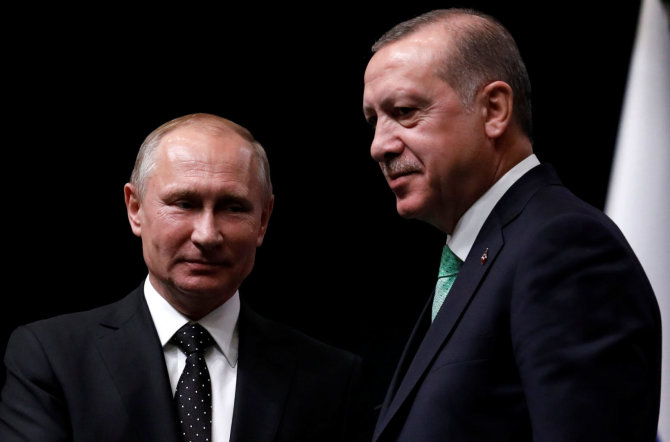 „Reuters“/„Scanpix“ nuotr./Vladimiras Putinas ir Recepas Tayyipas Erdoganas