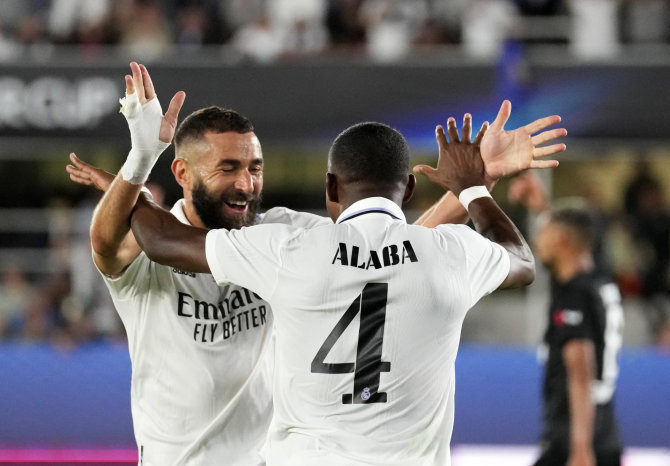 „Scanpix“/AP nuotr./Karimas Benzema ir Davidas Alaba