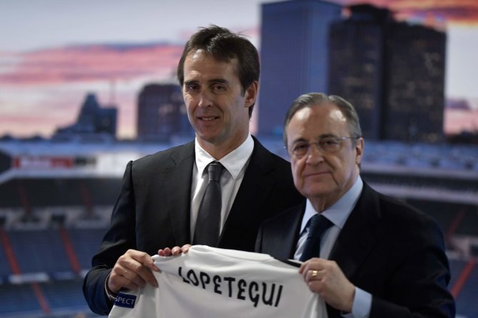 AFP/„Scanpix“ nuotr./Julienas Lopetegui ir Florentino Perezas