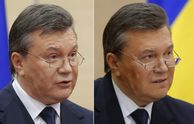 „Reuters“/„Scanpix“ nuotr./Viktoras Janukovyčius 2014 metų kovo 11 dieną (kairėje) ir vasario 28 dieną (dešinėje)