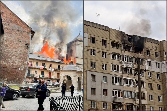 Andrijaus Sadovijaus nuotr./Atakuotas Lvivo centras