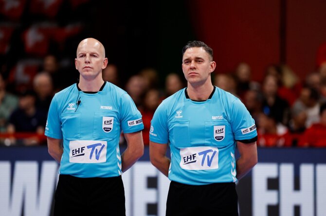 Nuotr. aut. EHF /EHF teisejai Povilas Petrusis ir Tomas Barysas