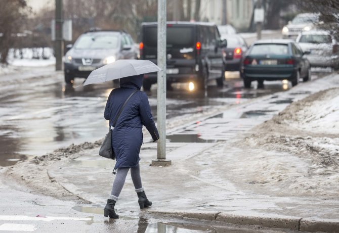 Luko Balandžio / 15min nuotr./Sniegą Vilniuje keičia balos