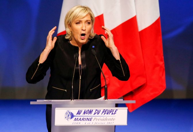 „Reuters“/„Scanpix“ nuotr./Marine Le Pen savaitgalį oficialiai pradėjo rinkimų kampaniją