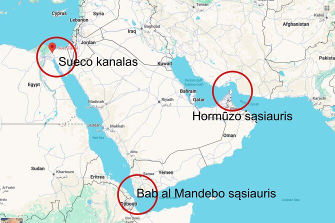 Google Maps/Sueco kanalas, Bab al Mandebo sąsiauris, Hormūzo sąsiauris