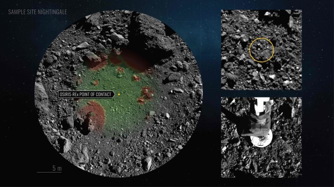 AFP/„Scanpix“ nuotr./Zondas „Osiris-Rex“ paėmė asteroido dulkių mėginį