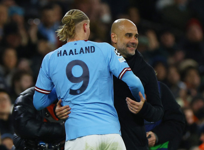 Foto Reuters/Scanpix/Pep Guardiola og Erling Haaland