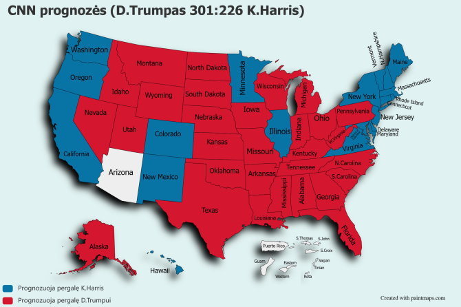 15min/CNN prognozės (D.Trumpas 301:226 K.Harris)