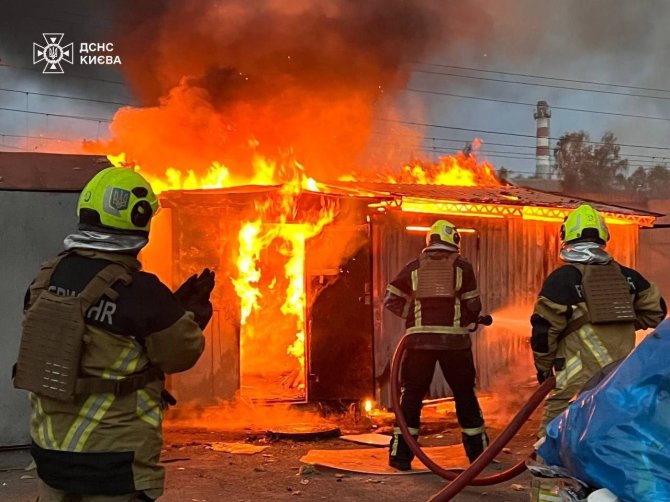 Ukrainos valstybinė nepaprastųjų situacijų tarnyba/Rusija smūgiavo Kyjivui