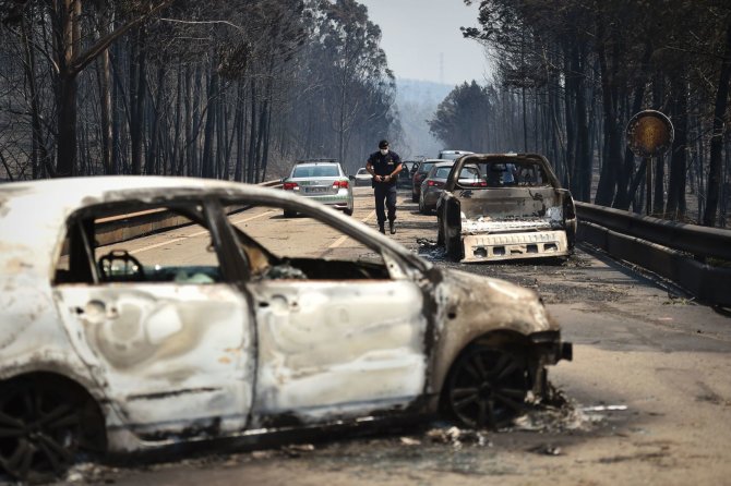 AFP/„Scanpix“ nuotr./Miško gaisras Portugalijoje