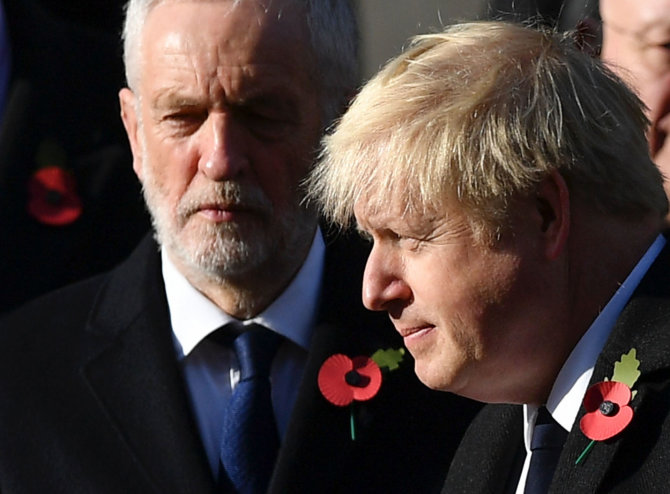 AFP/„Scanpix“ nuotr./Jeremy Corbyno ir Boriso Johnsono laukia svarbūs debatai