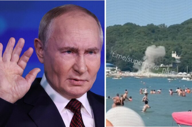 15min koliažas/Vladimiras Putinas, numuštas dronas prie Juodosios jūros
