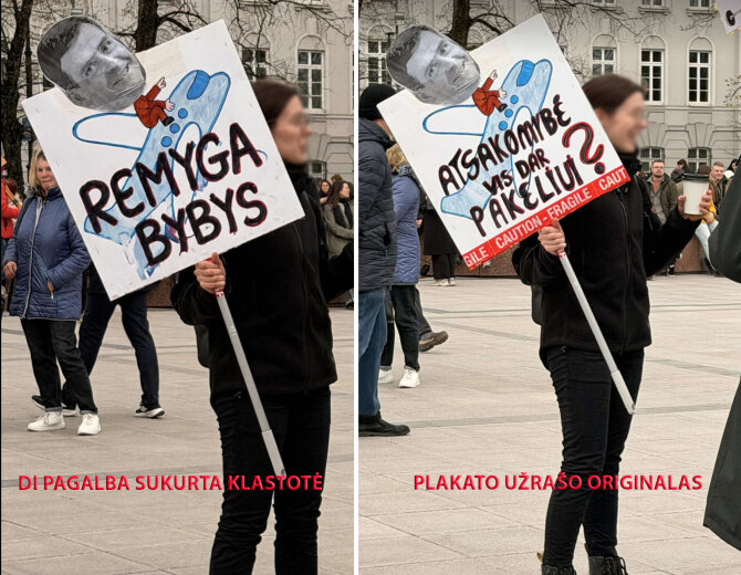 Ekrano nuotr. /Internautai dalijasi protesto plakato klastote