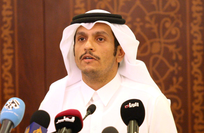 „Reuters“/„Scanpix“ nuotr./Kataro diplomatijos vadovas šeichas Mohammedas bin Abdulrahmanas al Thani