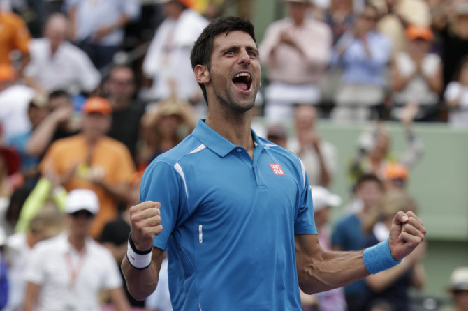 „Scanpix“ nuotr./„Miami Open“ finalas: Novakas Džokovičius – Kei Nishikoris