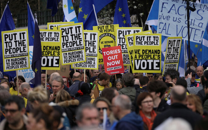 „Scanpix“/AP nuotr./Londone – masinė demonstracija prieš „Brexit“