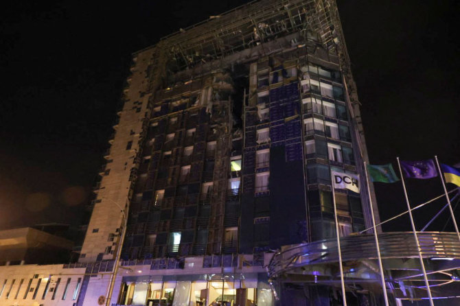 „Reuters“/„Scanpix“ nuotr./Per Rusijos smūgį Charkivui nukentėjo viešbutis