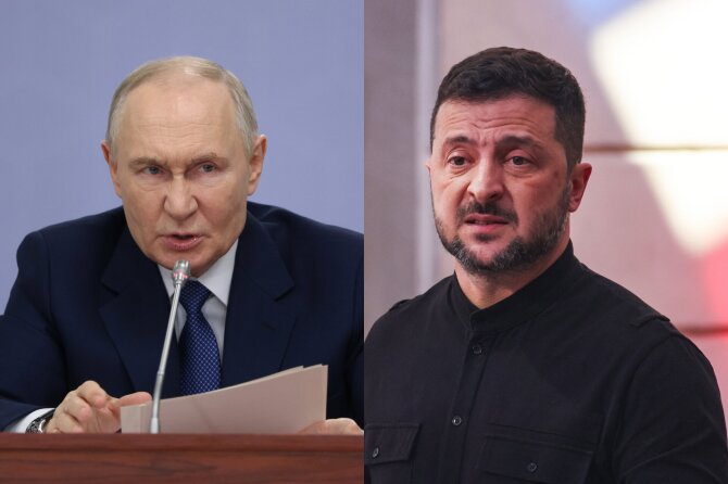 AFP/AP/Scanpix/Vladimiras Putinas, Volodymyras Zelenskis