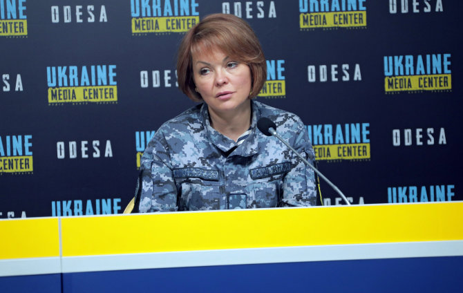 „Zuma press“/„Scanpix“/Pietų Ukrainos gynybos pajėgų Jungtinio koordinacinio spaudos centro atstovė Natalija Humeniuk