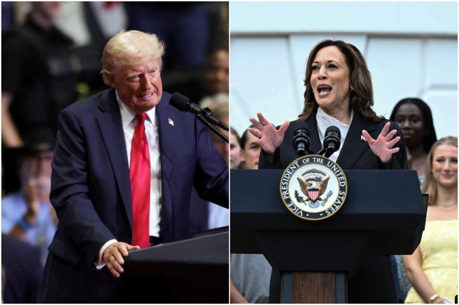 „Scanpix“ nuotr./Donaldas Trumpas ir Kamala Harris