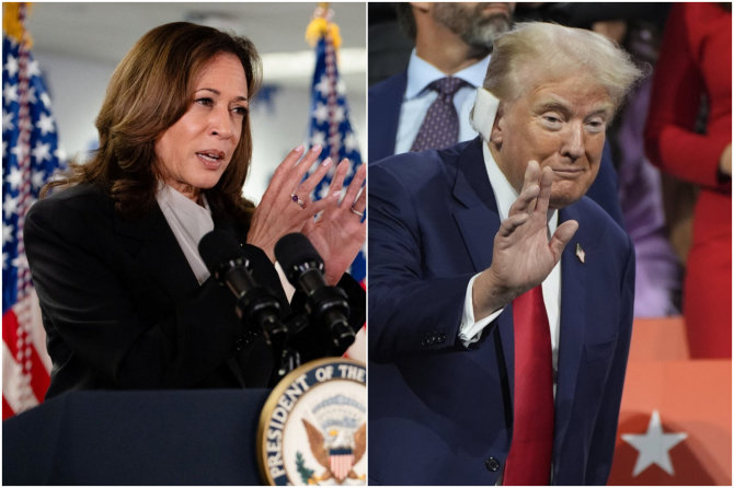 „Scanpix“ nuotr./Kamala Harris ir Donaldas Trumpas