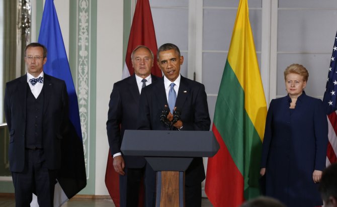 „Reuters“/„Scanpix“ nuotr./JAV prezidentas Barackas Obama ir Lietuvos prezidentė Dalia Grybauskaitė