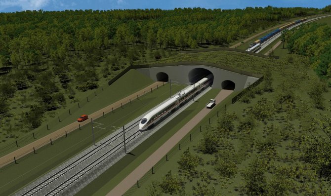 Rbestonia.ee nuotr./„Rail Baltica“ geležinkelis bus dviejų kelių ir elektrifikuotas – tai užtikrins didelį kelionių greitį.