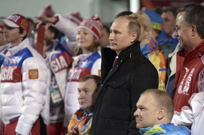 „Scanpix“ nuotr./Vladimiras Putinas Sočio paraolimpinių žaidynių atidarymo ceremonijoje