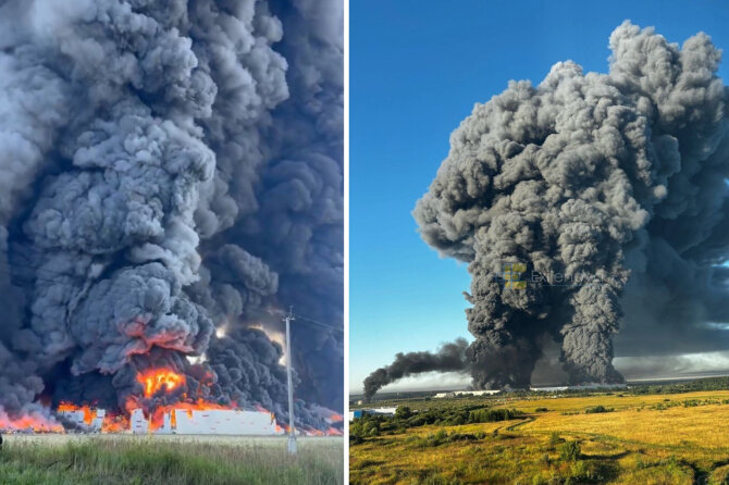 Kadrai iš vaizdo įrašų/Ukraina atakavo Maskvos sritį