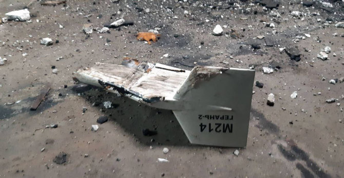 AP/„Scanpix“ nuotr./Ukrainiečių numuštas iranietiškas dronas „Shahed“