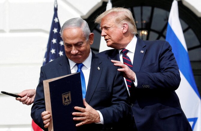 Benjaminas Netanyahu ir Donaldas Trumpas / REUTERS