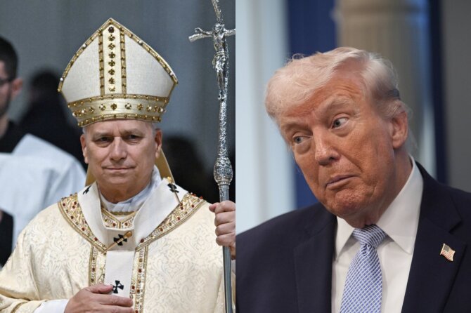 ZumaPress/Scanpix/Popiežus Leonas XIV, Donaldas Trumpas