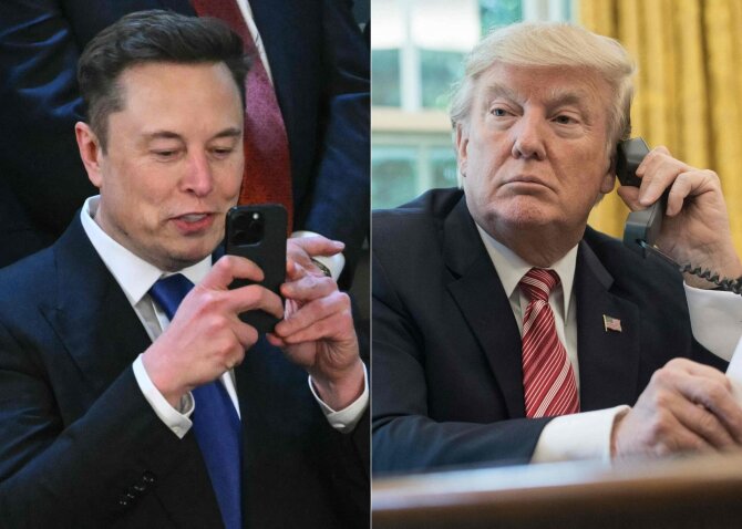 Elonas Muskas ir Donaldas Trumpas / SAUL LOEB NICHOLAS KAMM / AFP