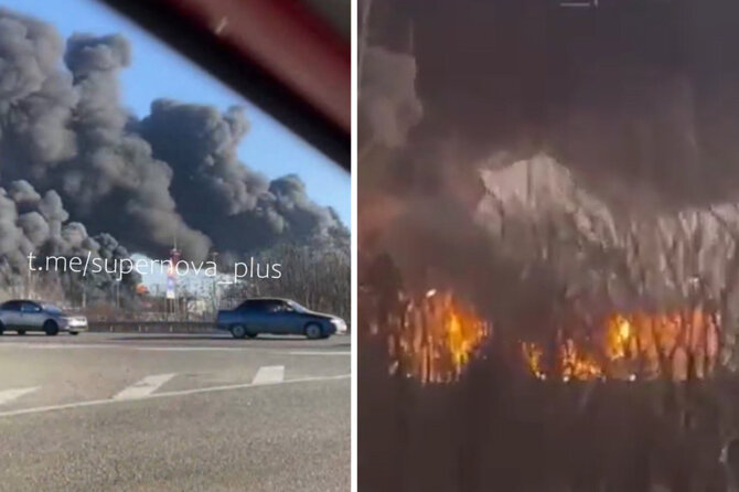 Kadrai iš vaizdo įrašo/Ukraina smogė naftos mazgui Rusijoje