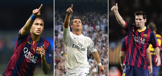 AFP/„Scanpix“ nuotr./Neymaras, Cristiano Ronaldo ir Lionelis Messi