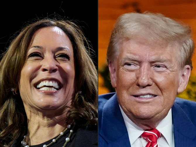 AFP/„Scanpix“ nuotr./Kamala Harris ir Donaldas Trumpas