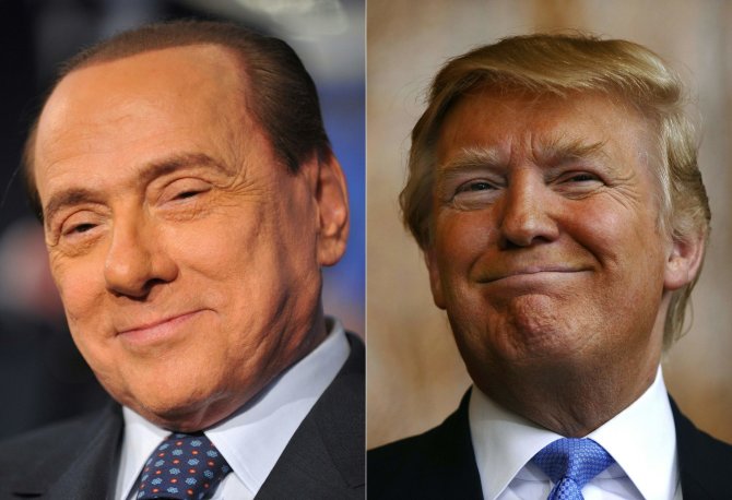 AFP/„Scanpix“ nuotr./Silvio Berlusconi ir Donaldas Trumpas