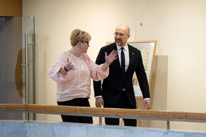 Pauliaus Peleckio / BNS nuotr./Ingrida Šimonytė susitiko su Ukrainos ministru pirmininku Denysu Šmyhaliu