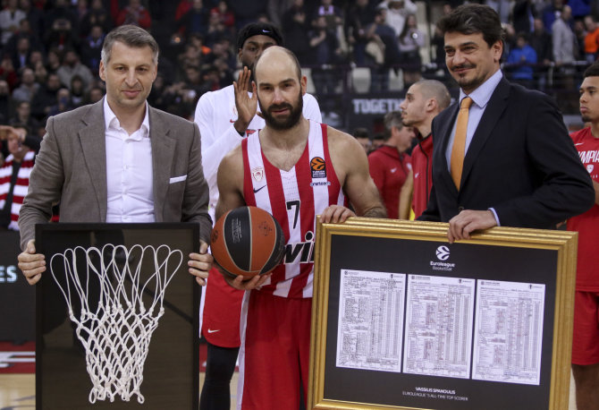 Getty Images/Euroleague.net nuotr./Vassilis Spanoulis tapo rezultatyviausiu visų laikų Eurolygos krepšininku