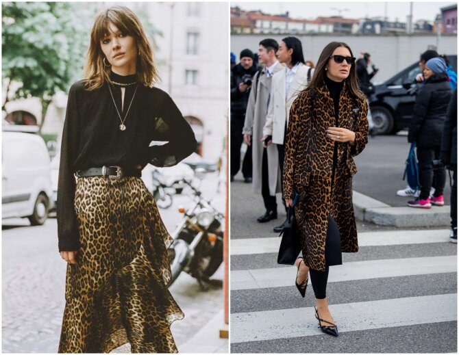 Pinterest nuotr./Leopardo kailio rašto sijonas ir paltas