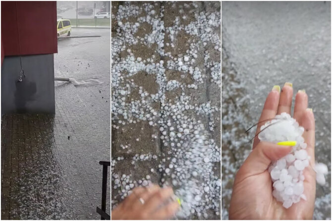 Videokadrai/Meteorologo įspėjimas pasitvirtino: po audringų orų vėl atėjo liūtys ir kruša