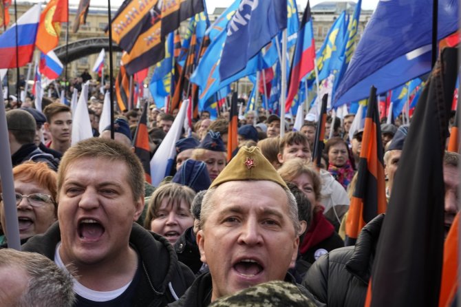 „Scanpix“/AP nuotr./Mitingas už „referendumus“ Ukrainoje